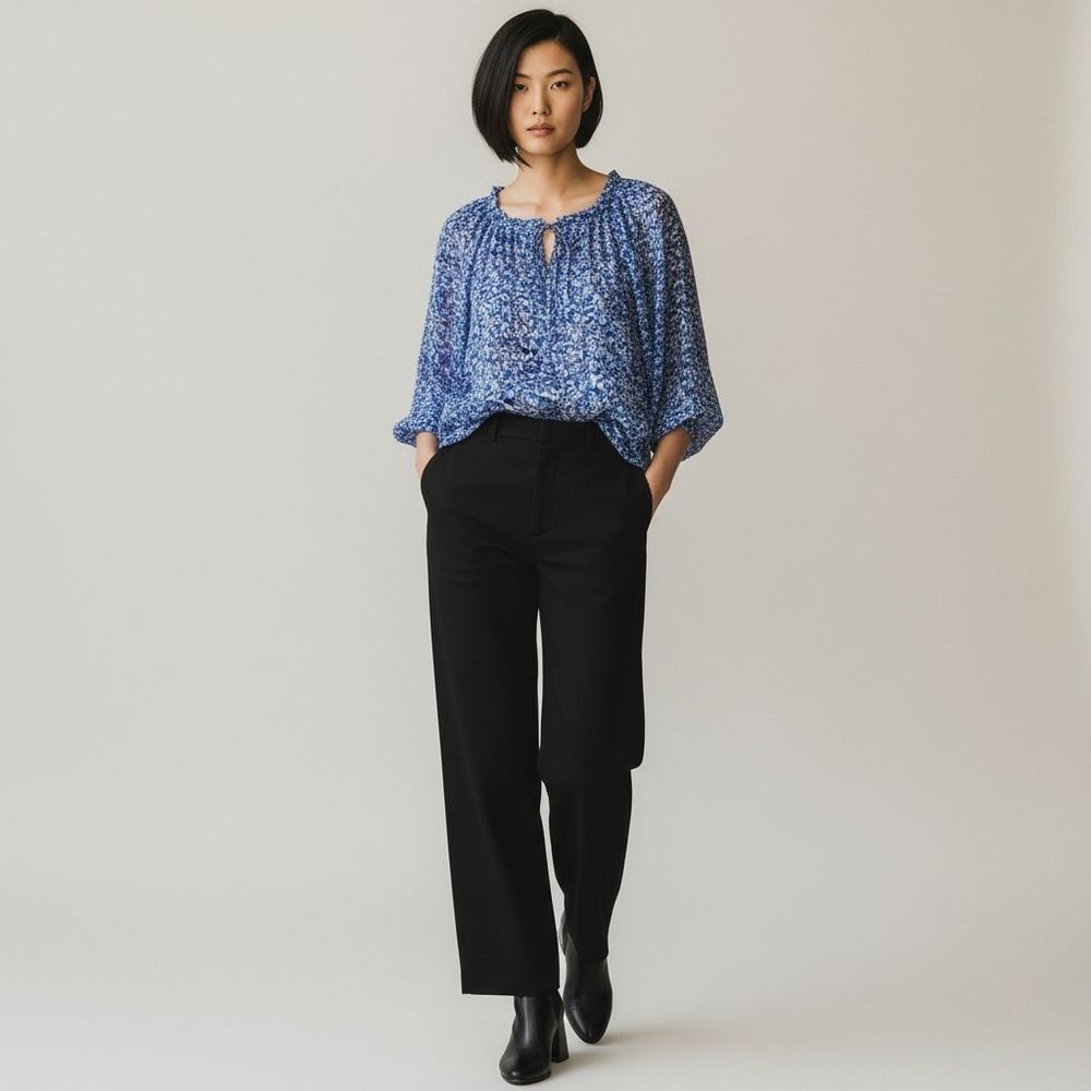 LOFT Spectral Blues patterned blouse - Picture 3 of 14